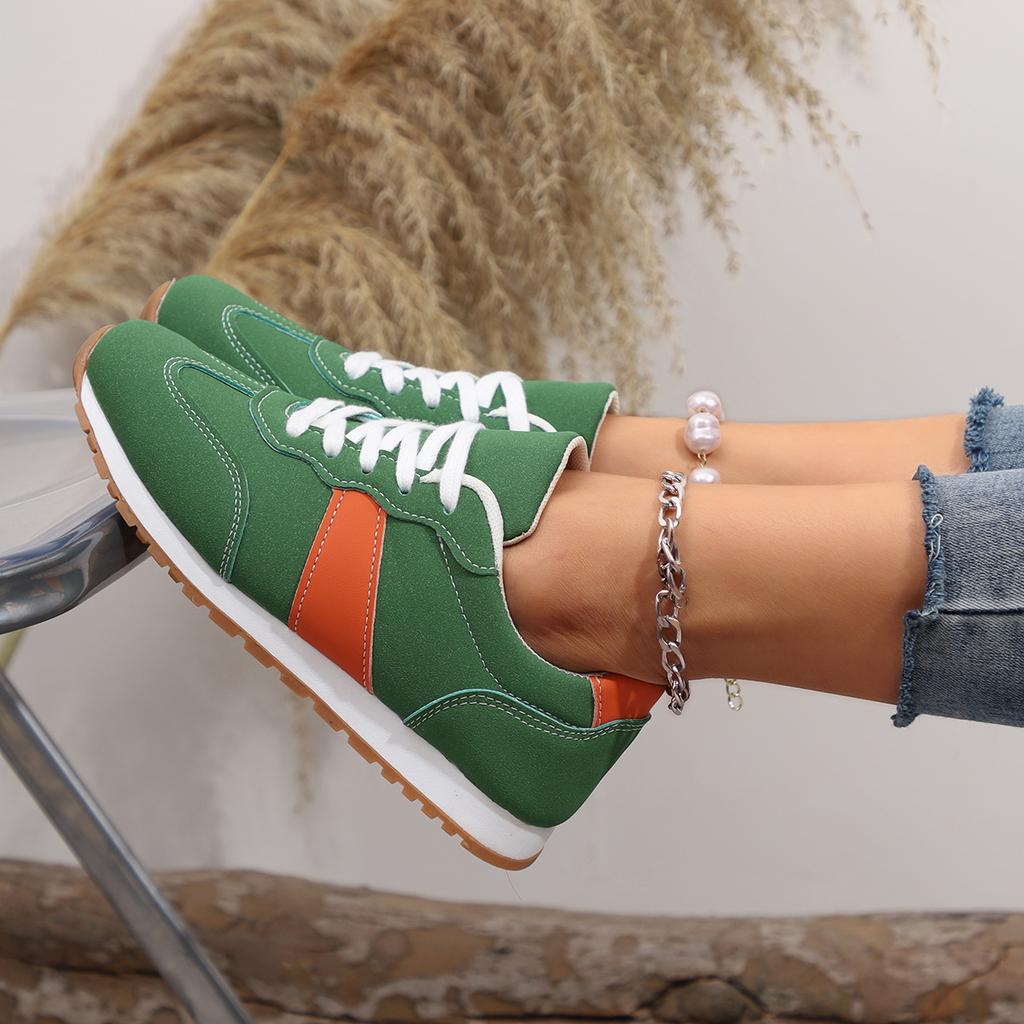 Fashion Women's Spring and Fall New PU Designer Non-slip Flat Shoes 2024 Outdoor Lace-up Lightweight Walking Shopping Women's Sneakers