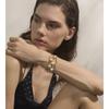 Yhpup 65mm Elegance Simulated Pearls Layered Hollow Cuff Bracelet Bangle 18K Gold Color Stainless Steel Chic Wrist Jewelry