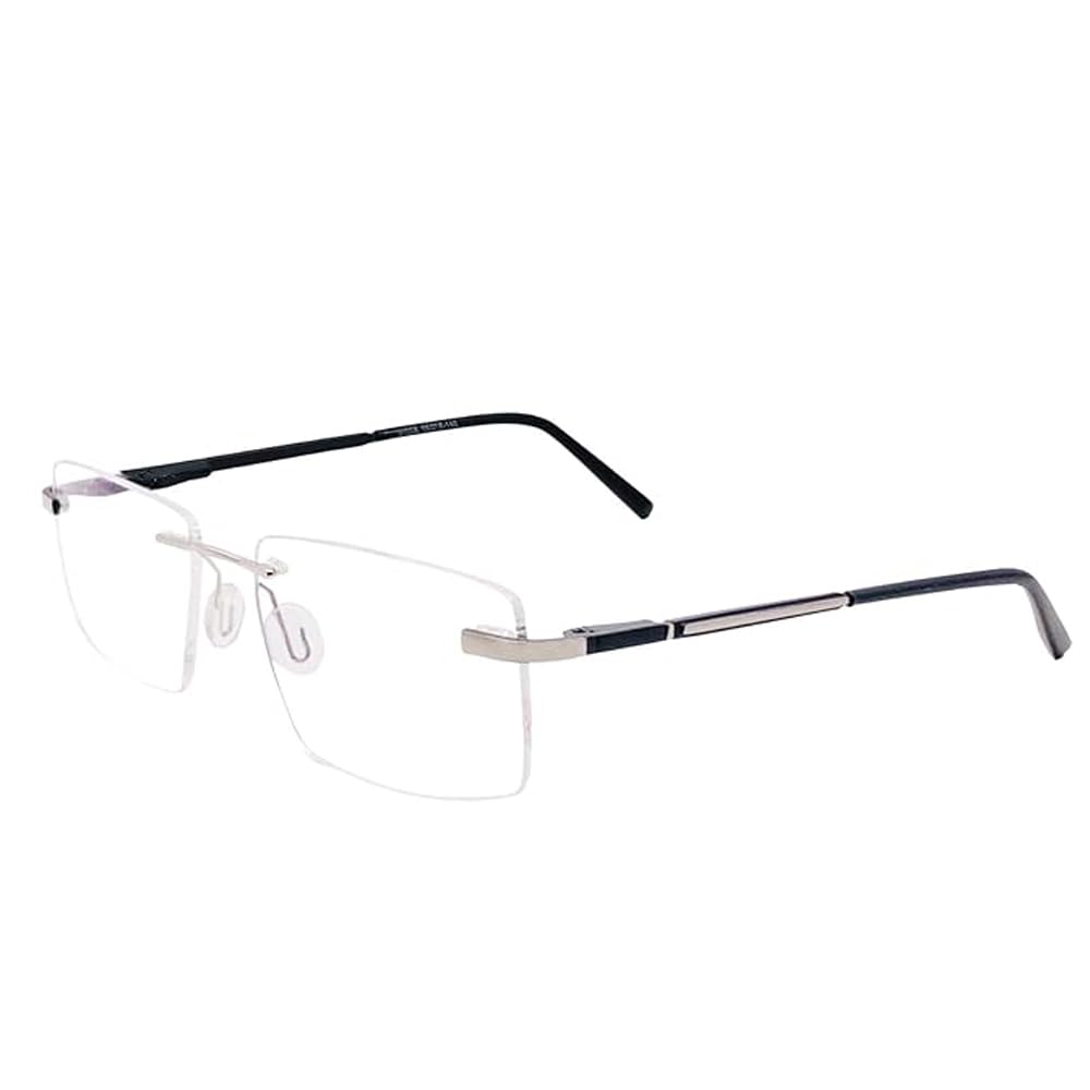 

RSINC RimLess frame/eyeglass/Spectacle, Optical, Metal & Plastic For Men And Women, MC Silver Black 31008 56-18-142 (IB-2) M1 Mechi