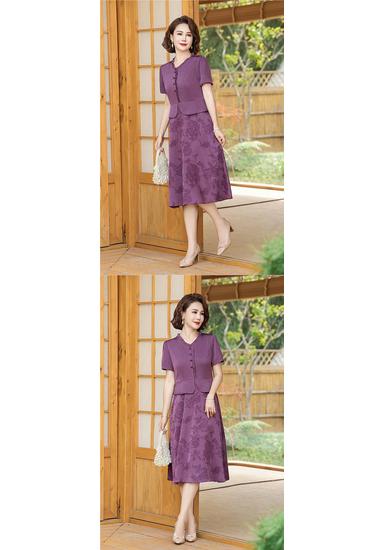 Mom's Elegant Chinese-Style Plus Size Dress: Slimming, Tummy-Concealing Summer Short Sleeve for Middle-Aged and Elderly Women