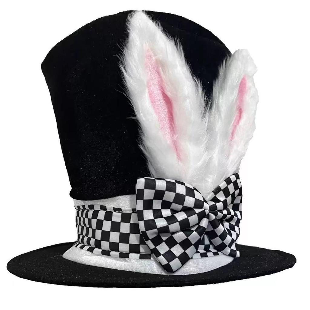 Cappello Alto di Velluto con Orecchie da Coniglio per Halloween Cappello per Travestimento di Pasqua Accessori