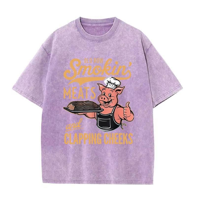 Letní nové old washed tričko volného střihu s potiskem piggyback street skateboarding bavlna hip-hopové tričko