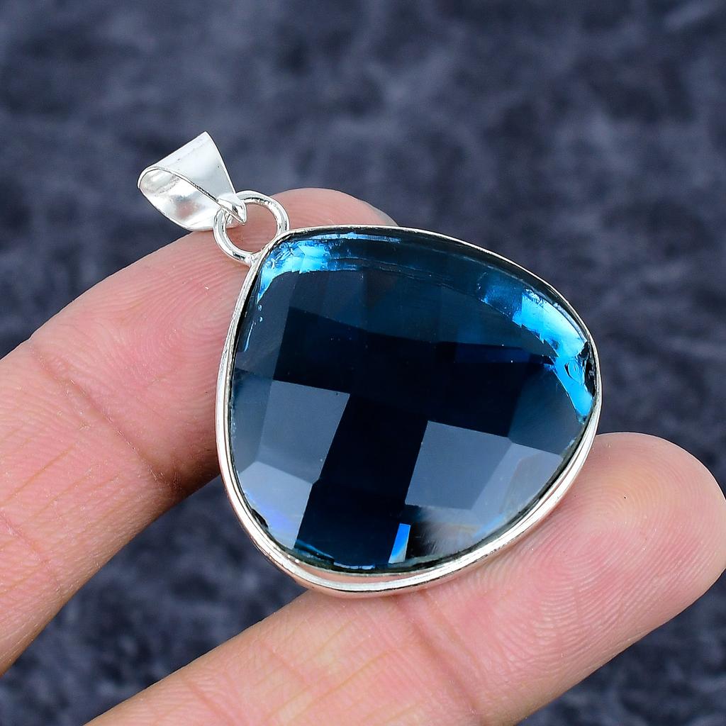 Iolite Quartz Gemstone Handmade 925 Sterling Silver Jewelry Pendant 1.77" M-3254