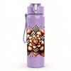 1PC Leopard Succulent Flower Graphic,750ml Color Plastic Sports Water Bottle,Leakproof Flip Straw Lid,Suitable for Sports Office Home Use