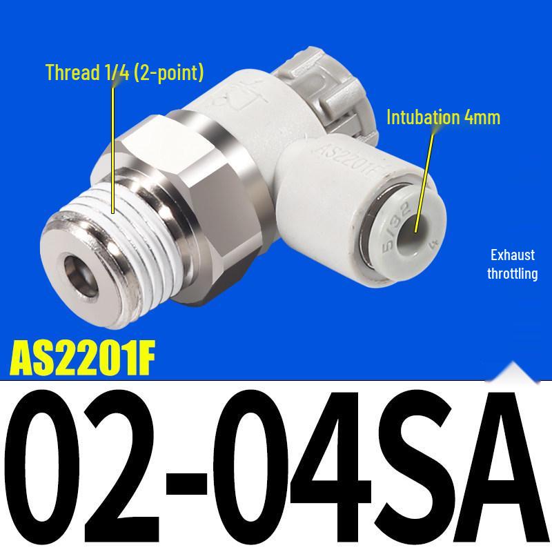SMC AS1201F Pneumatic Speed Control Valve - Adjustable Throttle Push-Lock Fitting for Cylinder Control