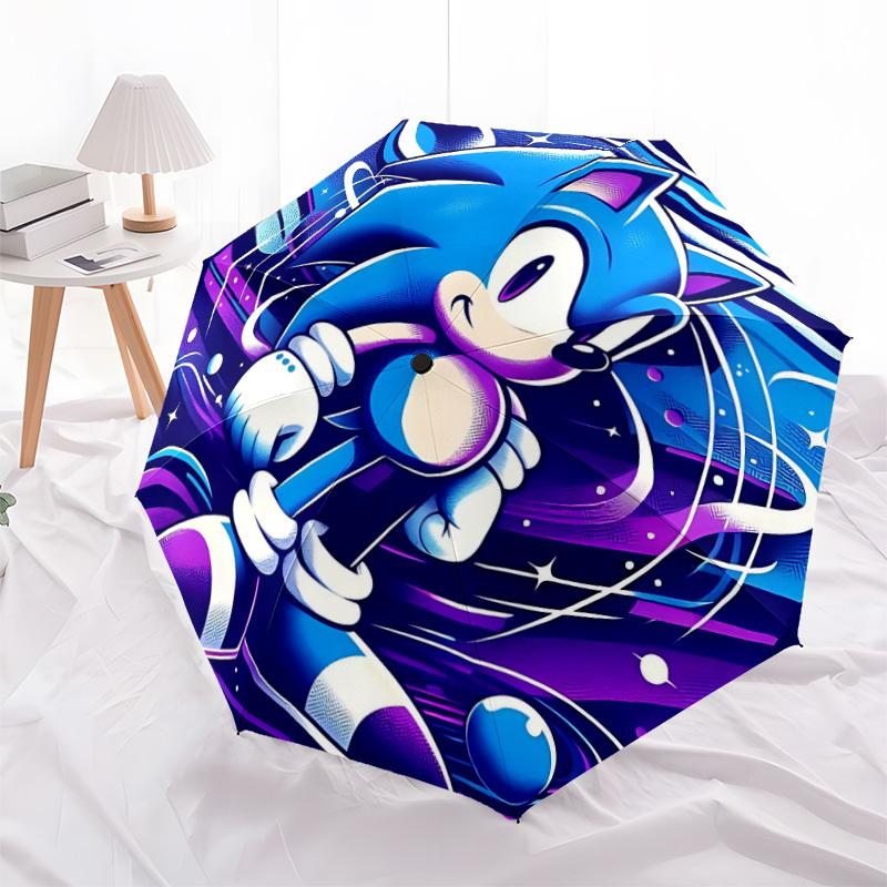 1PC Sonic the Hedgehog, Sonic Artwork Automatic Open/Close, 8-Rib Durable Frame Compact Travel Umbrella for Men & Women S1222076
