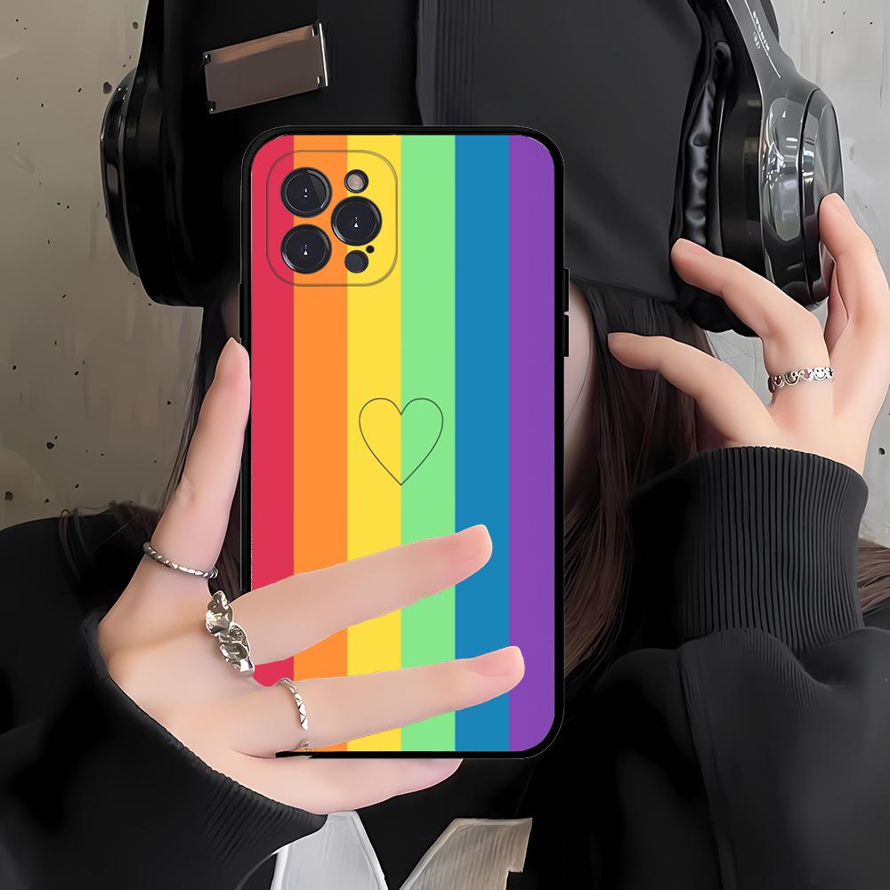 Colorful Rainbow Stripe Phone Case Silicone Soft for iphone 16 15 14 13 12 11 Pro Mini XS MAX Plus X Cover