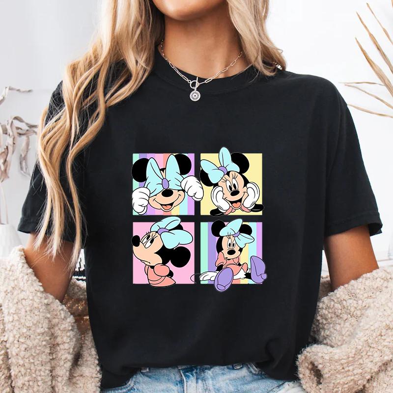 New Cute Minnie Mouse Avatar Printed T-shirt Outdoor Casual Fashion Women's Anime Minnie Mouse Shirt