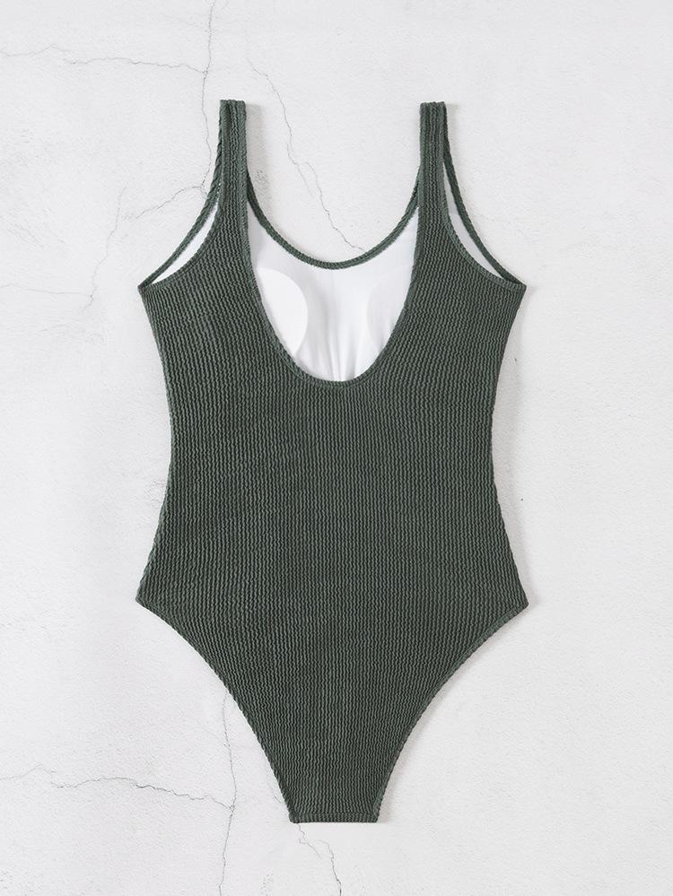 1011 new European and American popular solid-color one-piece swimsuit for women, sexy backless high-waisted swimsuit for women