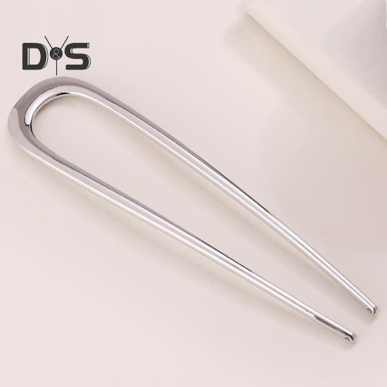 U-Shaped Hair Fork Elegant Golden Silver-color Alloy Anti-slip Long Thick Hair Updo Bun French Hair Pin Stick Women Girls Hair Accessories