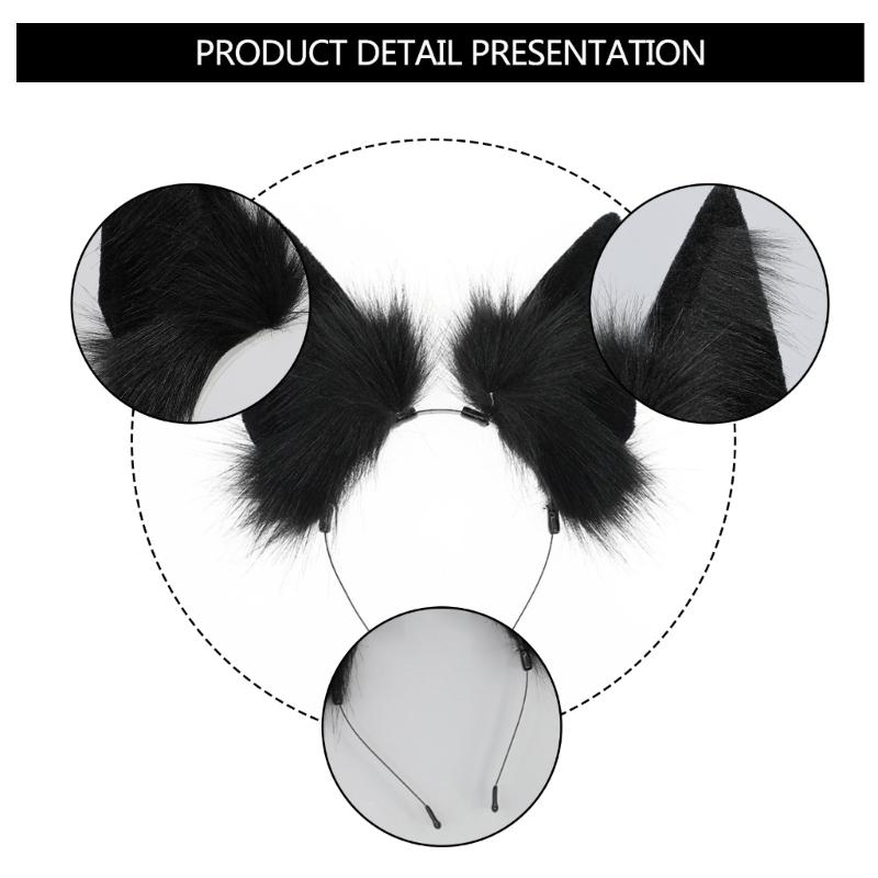 Anime Headband for Party Japanese Dog Ear Hairhoop Girl Halloween Dress Up Hairband  Costume Masquerade Headwear