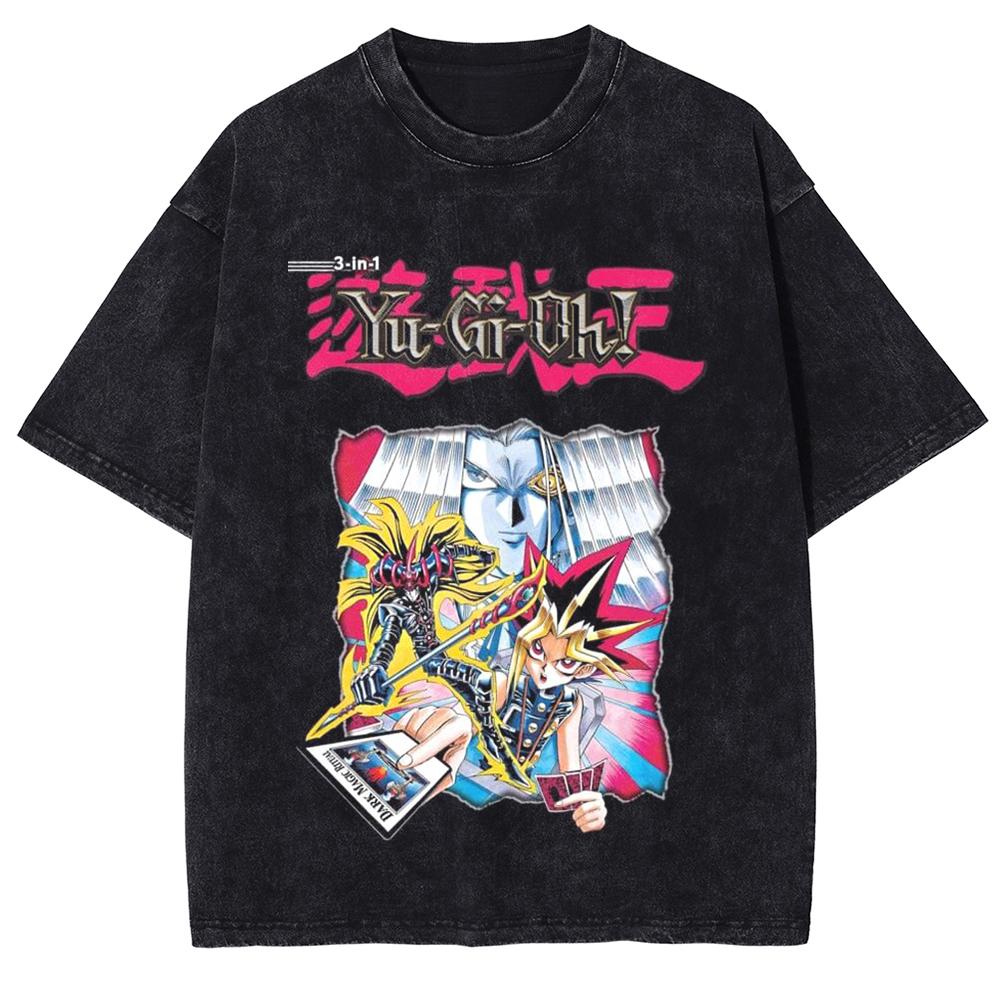Yu Gi Oh Anime Print Tshirt Yugi Muto Manga Graphic T Shirt Men Women Clothing Summer Short Sleeve Tees Washed Cotton Tshirt