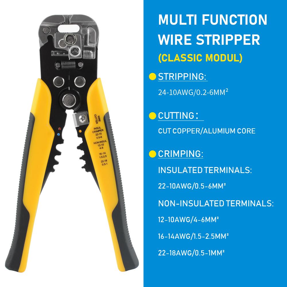 Multifunctional Automatic Wire Stripper Pliers AWG24-10 Cable Stripping AWG22-10 Terminal Crimping High Precision Hand Tool
