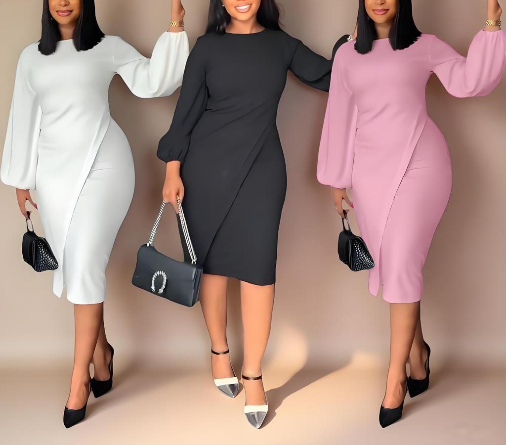 2025 Trendy European & American Women's Lantern Sleeve Autumn/Winter Dress
