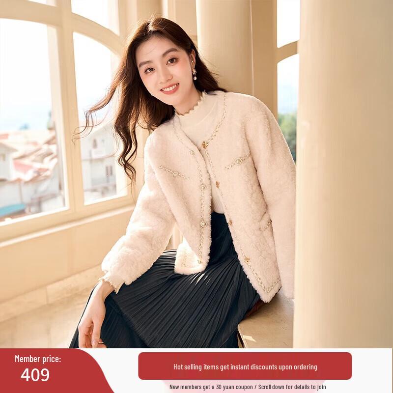 Xiangying Women s Short Faux Lamb Wool Jacket M