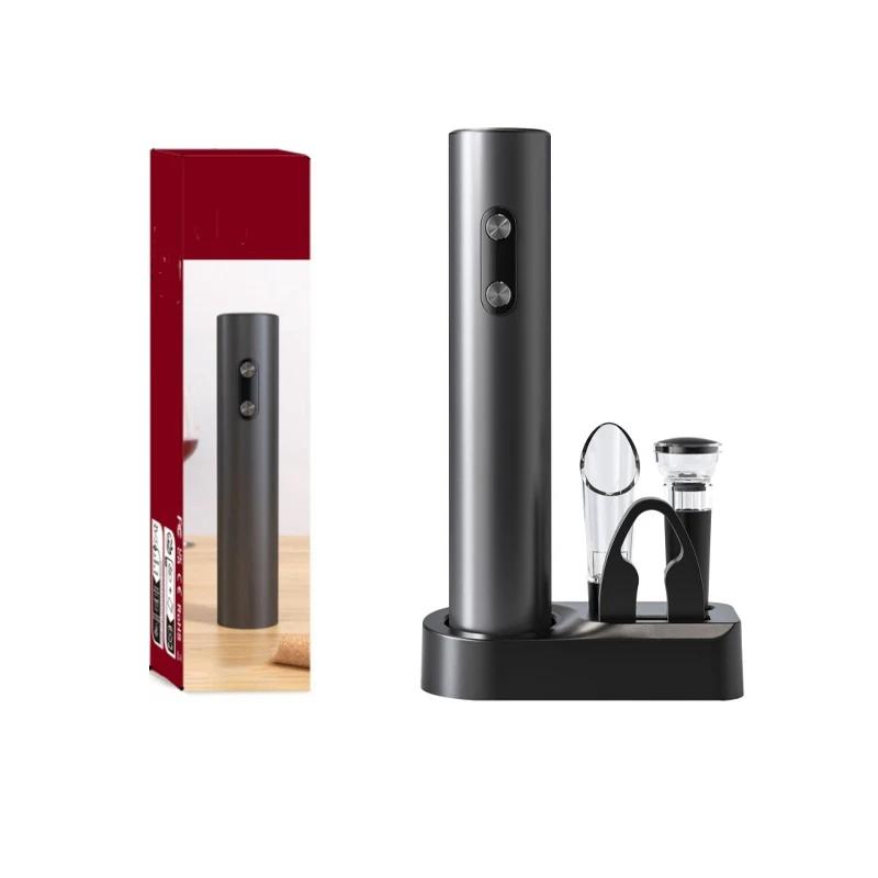 Electric Wine Bottle Opener Wine Pourer Automatic Red Wine Beer Cap Opener Vacuum Bottle Stopper Storage Base Bar Kitchen Tools