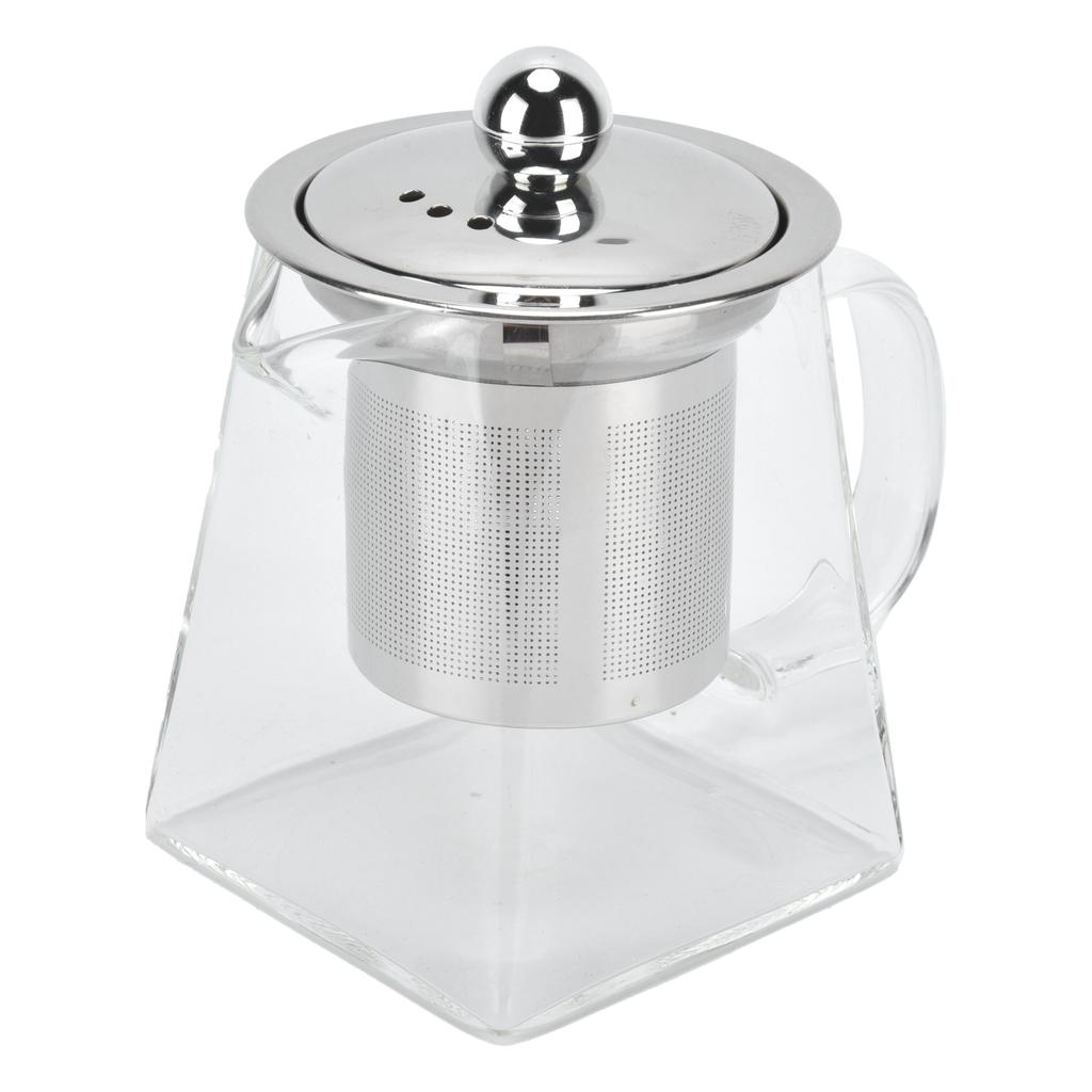 Transparent Glass Teapot with Removable 304 Stainless Steel Filter Tea Kettle for Home Office