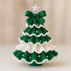 DIY-Häkel-Weihnachtsbaum-Set mit Schleife und Kunstperlen-Dekoration, Bastelstarter-Set, handgefertigter Häkel-Weihnachtsbaum, Heimdekoration