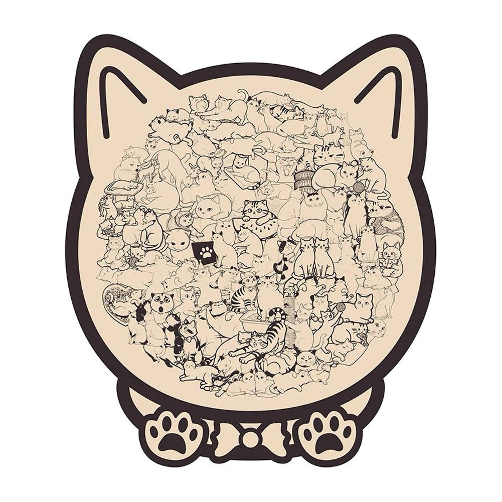 Unique Wooden Cat Jigsaw Puzzle for Adults, Challenging Animal Puzzle with Cute Cat Shapes, Perfect Gift for Cat Lovers & Home