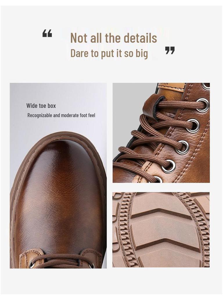 2025 Men's High-Top Martin Boots - Autumn & Winter Casual British Style, Youth Trend, Big Yellow