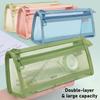 Large Capacity Test Paper Storage Bag Morandi Color Zipper File Folder Bag Transparent Wide Opening Stationery Organizer Pouch