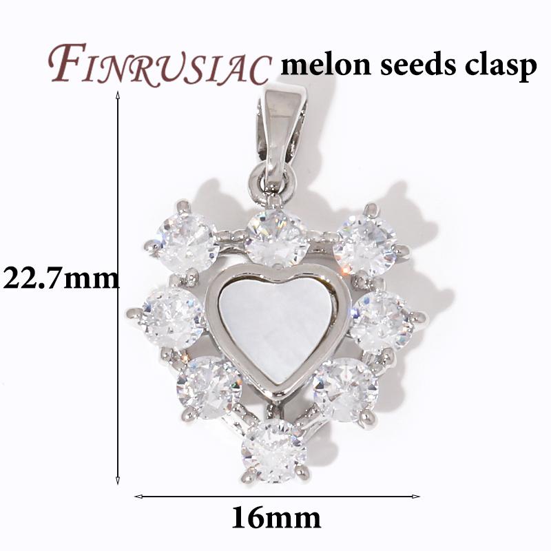 18K Gold Plated Crystal Zircon Heart Charms For Jewelry Making,Brass with Shell Pendants For Necklace Findings DIY Accessories