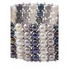 Bracelet - Pearls &amp; Colors - 3-4 mm Rondes - Perle Blanche, Grise &amp; Noire - Argent 925 - Qualité AAA+ - Femme