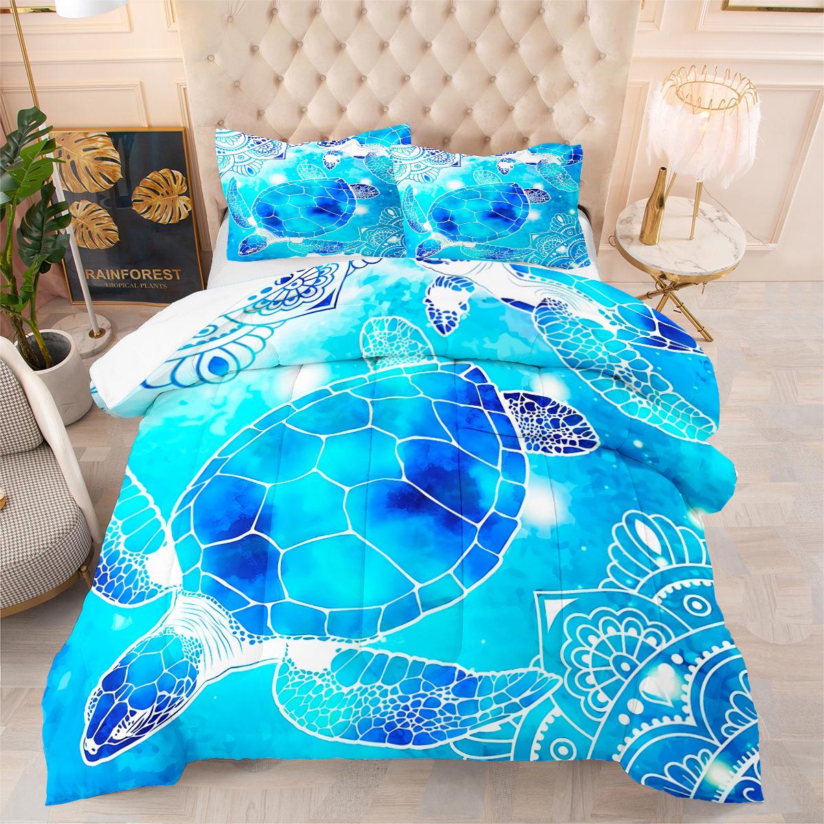 

Colorful Sea Turtle Digital Print Comforter Set - 3 Piece Bedding Set 140*200cm