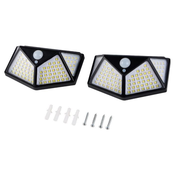 2 Pack Outdoor Solar Lamp 100 Led Lighting Motion Sensor Wall Light