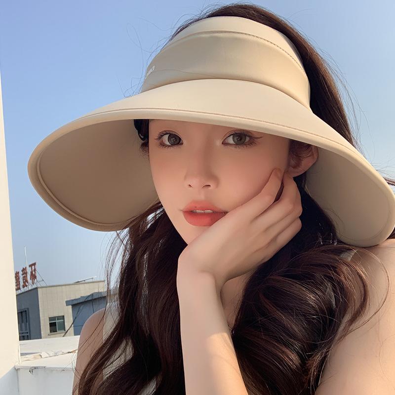 Wrap-around open-top sun hat for women, summer outdoor UV protection, large brim fisherman bucket hat, face-shielding sun hat