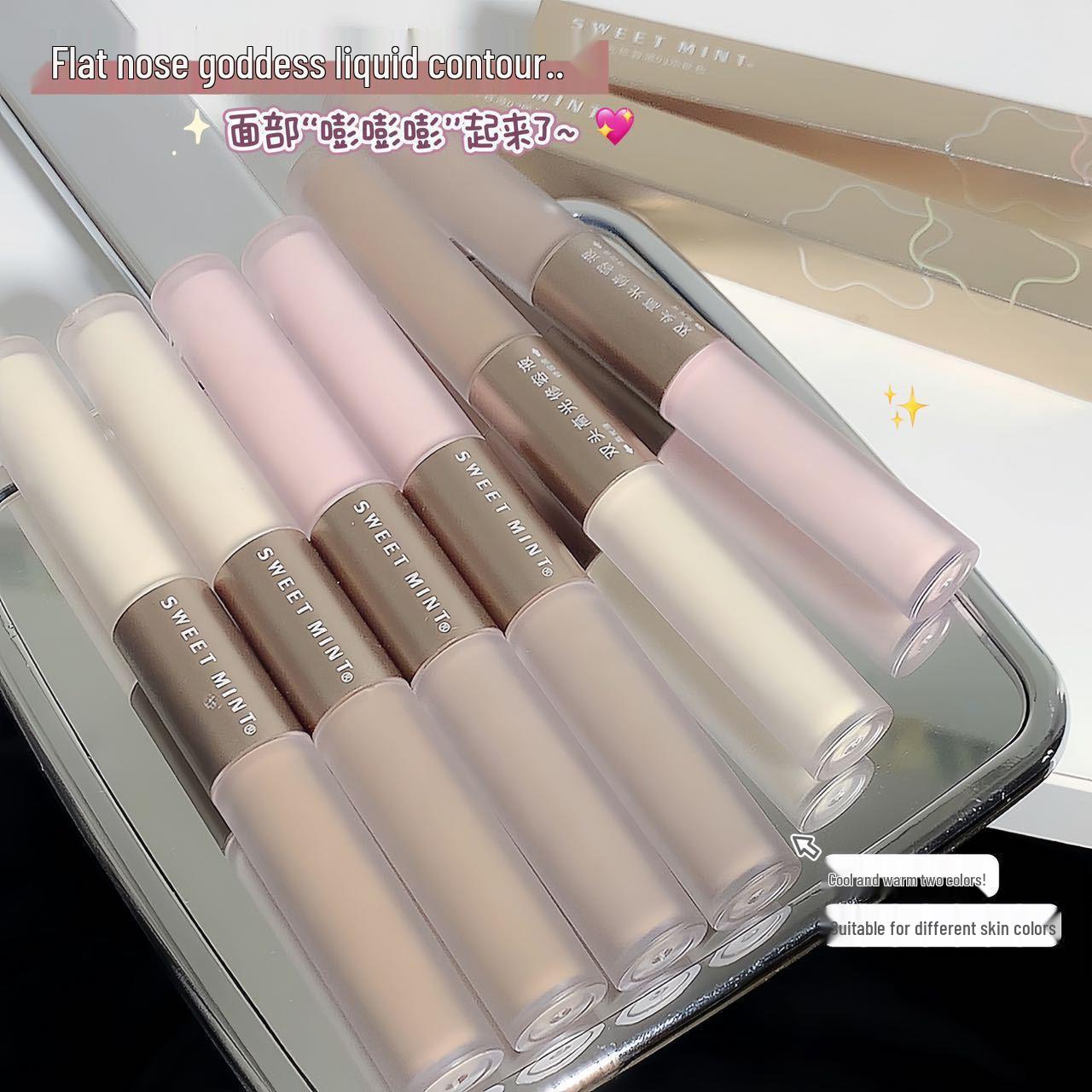 

SWEETMINT Dual-Ended Highlighter Contour: Brightens, Sculpts, and Long-lasting; Waterproof, Sweatproof, and Easy Application. 02# Warm Skin Tone