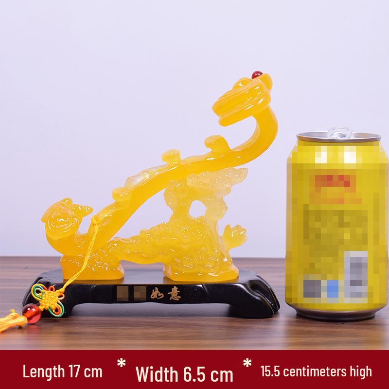 Yellow Jade Ruyi Ornament for Living Room or Wine Cabinet - Housewarming or Company Opening Gift