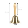 Loud Solid Brass Hand Call Bell Dinner Service Bell with Wooden Handle 8CM Brass Handbells Loud Ringing Bell Enduring