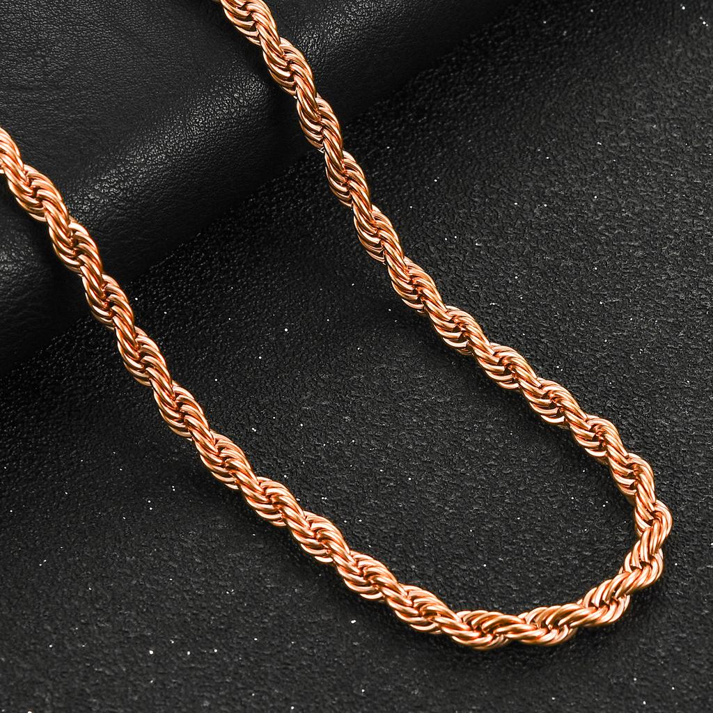 Stainless Steel Twist Rope Chains Men Women Rose Gold Color Plated Necklace Choker High Quality Jewelry Gifts 2/3/4mm Wide