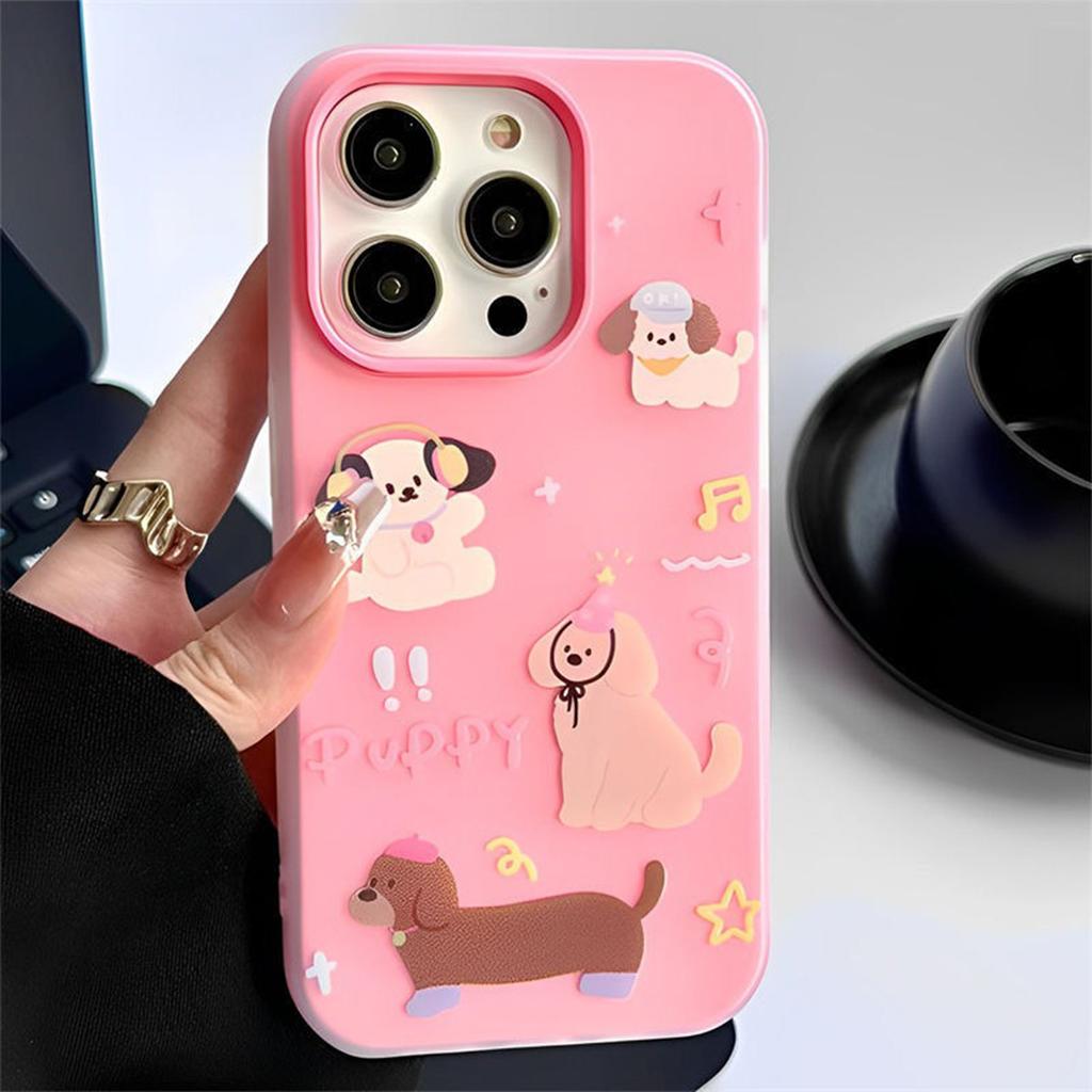 For Apple Phone Case Transparent Solid Color Phone Case Protective Cover Non-yellowing Cute Cartoon