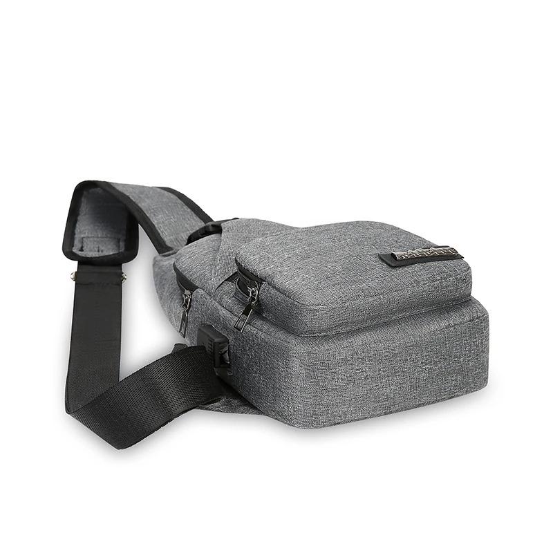 New Men'S Portable Usb Smart Chest Bag Crossbody Bag Canvas Lightweight Casual Men'S Bag
