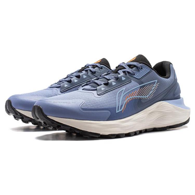 Li Ning Yufeng Comfortable Cushioning, Wear Resistant Low Top Running Shoes Men's Gray Blue ARST055-4