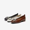 BASTO Fashion Shiny Rhinestone Commuting Low-Cut Square Toe Women's Flats