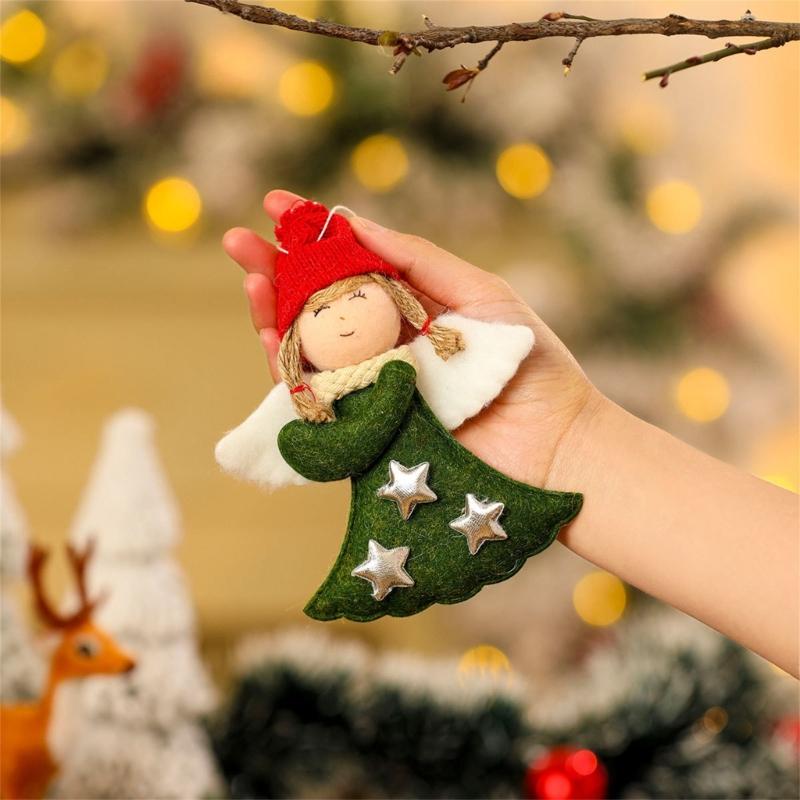 4Pcs Festival Angel Wing Ornaments For Christmas Tree Decoration Easy Hanging Design Polyester Holiday Decorations