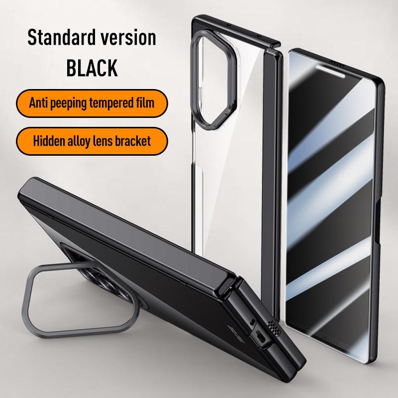 Lens Protect Stand Magnetic Phone Case for Samsung Galaxy Z Fold 6 5G Magsafe Electroplated Hinge Clear Metal Ring Holder Cover
