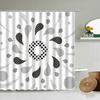 Black And White Checkered Wave Stripe Geometric Shower Curtain Bathroom Waterproof Polyester Curtain With Hook Home Decor