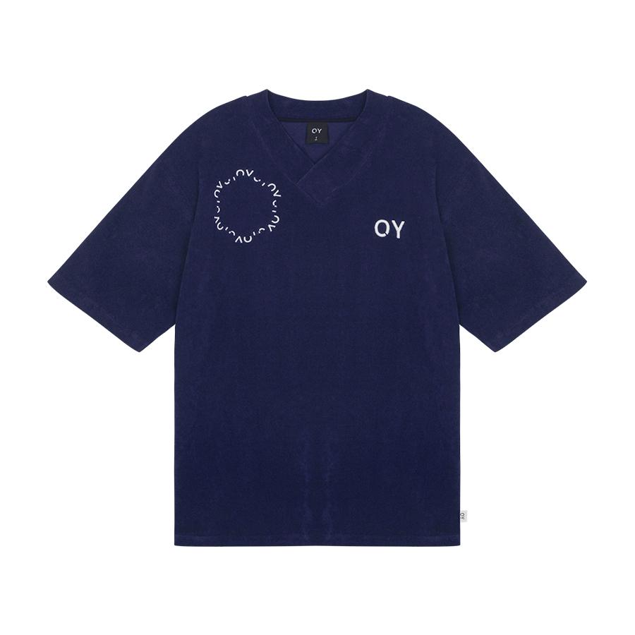 Oy Terry Round Logo V-Neck Tee - Navy Navy/1Size