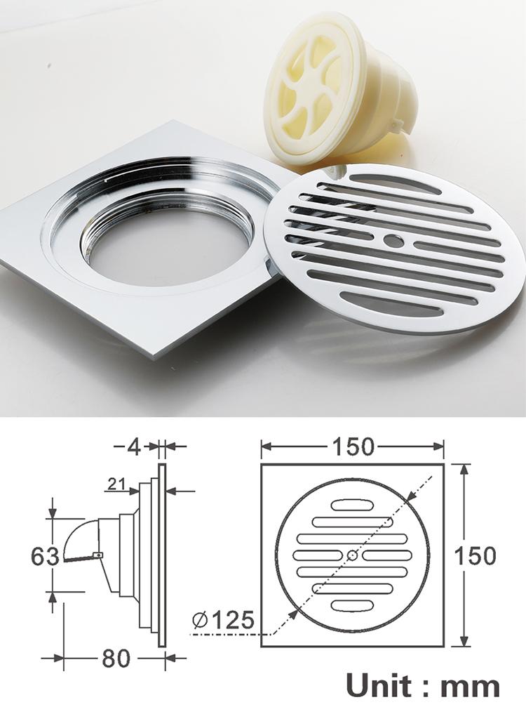Bathroom Accessories Shower Floor Drain Can Insert Tiles Floor Drain Cover Brass Anti-odor Floor Drain Chrome