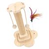 Cat Scratching Post 2 Layer Wooden Ball Track Scratch Resistant Interactive Tall Cat Scratcher With Teasing Wand For Indoor