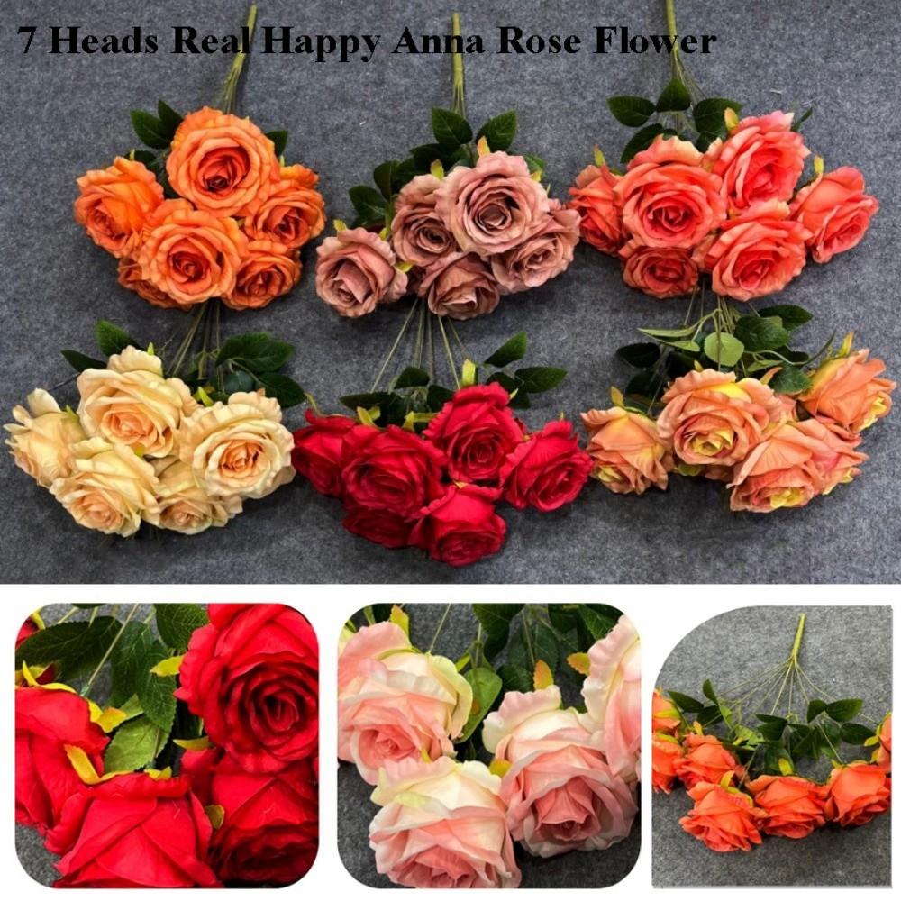 7 Heads Real Happy Rose Flower Mini 9 Colors Natural Simulated Rose Photography Photo Gift Rose Flowers Decorative