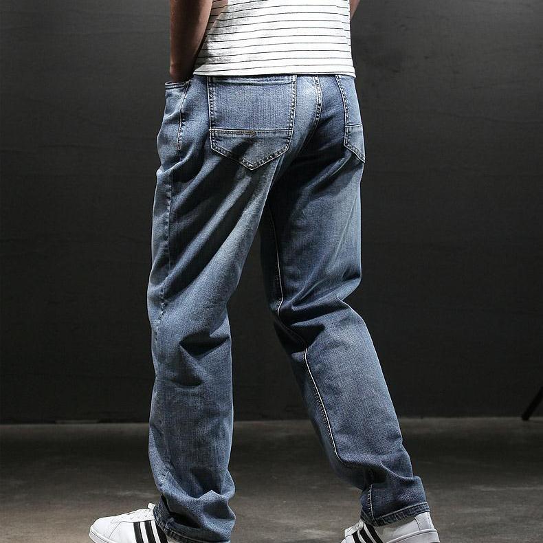 Men Business Stretch Men's Jeans  Fashion Straightleg Versatile Denim Long Loose Pants Trendy Loose Trousers