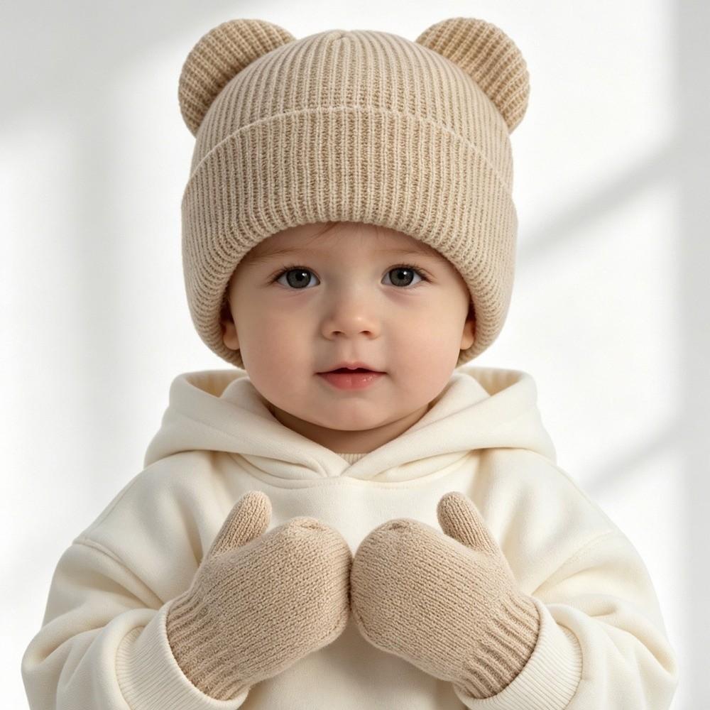 Winter Infant Beanie Cap Solid Color Kids Pullover Hats Cute Baby Knitted Hat Kids