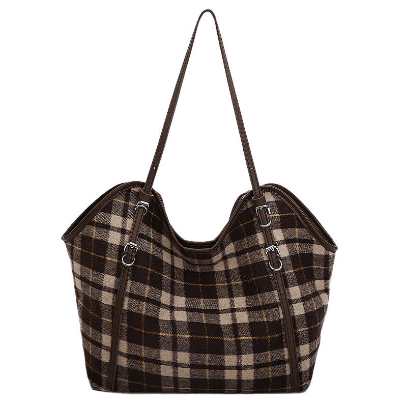 

Classic Retro Plaid Canvas Tote Bag – Women s Large Capacity Shoulder Bag (Autumn/Winter 2025) 50*15*28 cm
