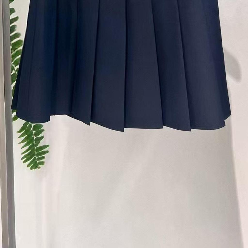 In Stock 2026 Spring College Style Belted High Waist Pleated A-Line Short Skirt for Women