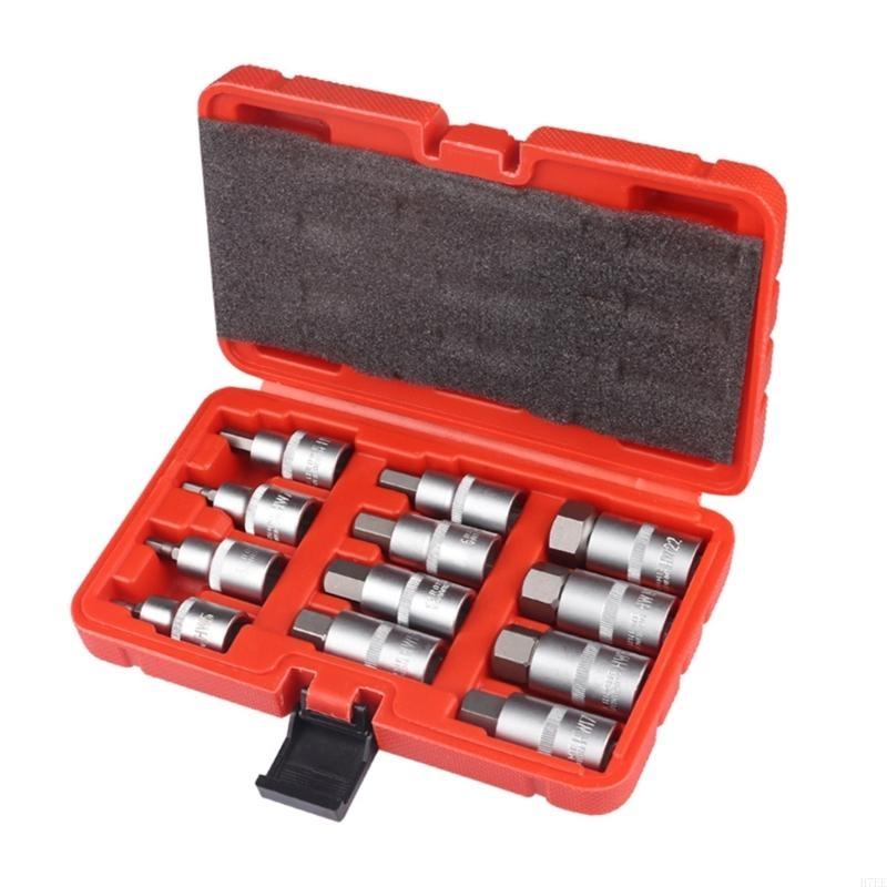 H7EE 12Pcs Inch Bit Socket Set Allen Socket Bit H5-22 Ratchet Socket Wrench Adapter Head for Torque Spanners